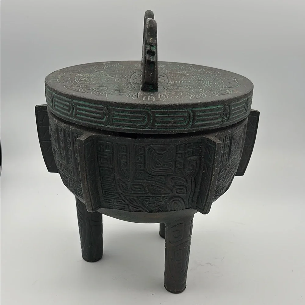 VTG‎ JAMES MONT Verdigris Mid-Century Asian Large ICE BUCKET w/ Liner